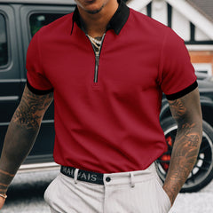 New Solid Color Zipper POLO Shirt