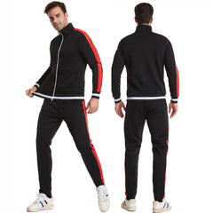 Men's Color Matching Stand Collar Casual Suit