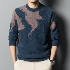 Men's Round Neck Jacquard Cardigan