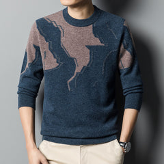Men's Round Neck Jacquard Cardigan