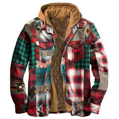 Padded Plaid Printed Hooded Jacket
