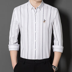 2023 Men's Striped Embroidered Shirt