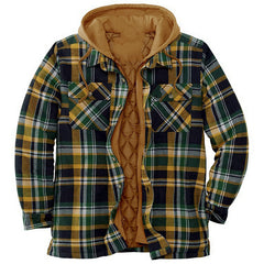 Padded Plaid Printed Hooded Jacket