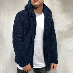 Men's Hooded Solid Color Fleece Jacket