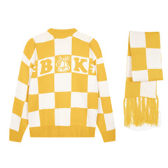 Men's Checkered Alphabet Crew Neck Sweater