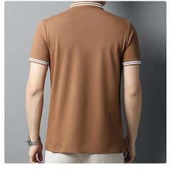 New Cotton Color Contrast Lapel Men's Embroidered Polo Shirt