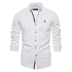 Men's Cotton Linen Casual Business Long Sleeve Shirt