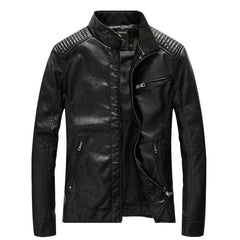 Men's Stand Collar Leather Jacket