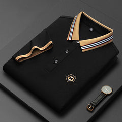 Men's Embroidered Lapel Cotton Polo Shirt