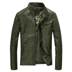 Men's Stand Collar Leather Jacket