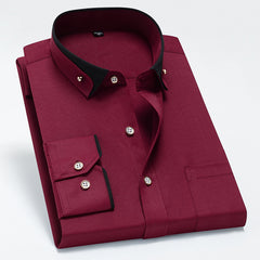 Men's Contrasting Collar Stretch Comfortable Non-Iron Shirt
