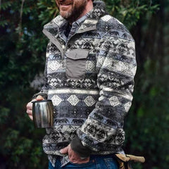 Men's Casual Flannel Plush Button Sweater