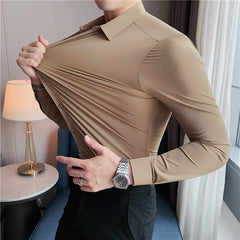 Men's Non-Iron High Stretch Silk Shirt