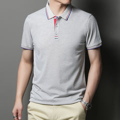 Men's lapel casual embroidered polo shirt