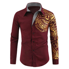 Men's Totem Bronzing Printed Long-sleeved Shirt