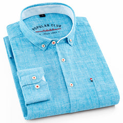Men's Cotton Linen Embroidered Wrinkle-Resistant Shirt
