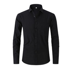 Men's Cotton and Linen Solid Color Non-iron Shirt