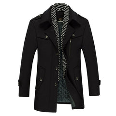 Men's Scarf Collar Thickened Cotton Wool Coat