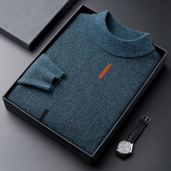 Men's Wool Half Turtleneck Stretch Thermal Sweater