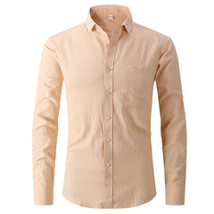 Men's Cotton and Linen Solid Color Non-iron Shirt