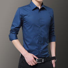 New Men's Non-Iron Slim Casual Solid Color Shirt