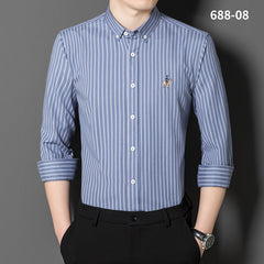 2023 Men's Striped Embroidered Shirt