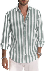 Men's Loose Lapel Striped Shirt