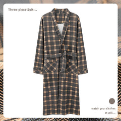 New Cotton Plaid Loose Plus Size Bathrobe