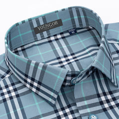 Men's Lapel Plaid Long Sleeve Business Shirt