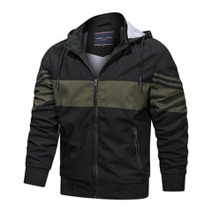 Casual Color Block Panel Hooded Track Jacket