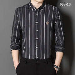 2023 Men's Striped Embroidered Shirt