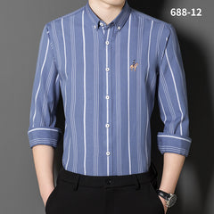 2023 Men's Striped Embroidered Shirt