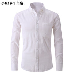 Men's Cotton and Linen Solid Color Non-iron Shirt