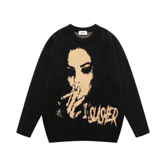 Men's Jacquard Round Neck Loose Casual Sweater