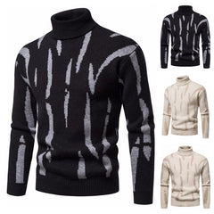 Men's Turtleneck Plaid Jacquard Knitted Sweater