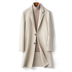 Men's Long High Quality Business Slim Double Sided Woolen Jacket
