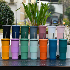 830ml Stainless Steel Straw Cup Large Capacity Simple Car Warm Cup