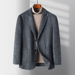 Men's Plaid Double Sided Nylon Thickened Warm Wool Jacket