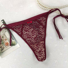 Contrasting Color Leopard Jacquard Mesh Lace Sexy Thong