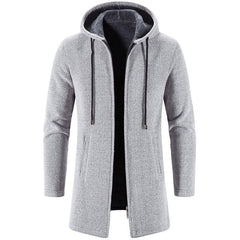 Men's Solid Color All-match Fleece Knitted Jacket