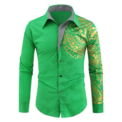 Men's Totem Bronzing Printed Long-sleeved Shirt
