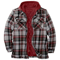 Padded Plaid Printed Hooded Jacket