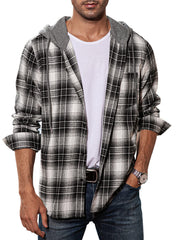 Men's Flannel Plaid Hooded Shirts