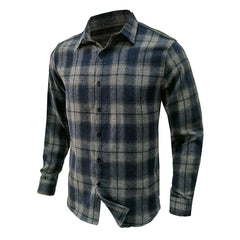 Men's Loose Flannel Long Sleeve Plaid Shirt