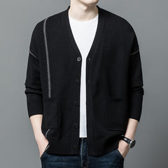 Men's V Neck Knitted Cardigan