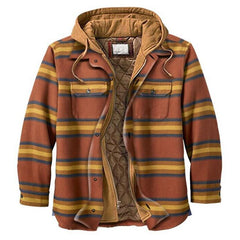 Padded Plaid Printed Hooded Jacket