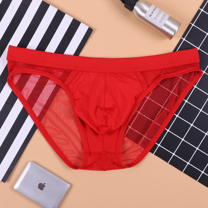 Mesh Fully Transparent Breathable Solid Color Briefs