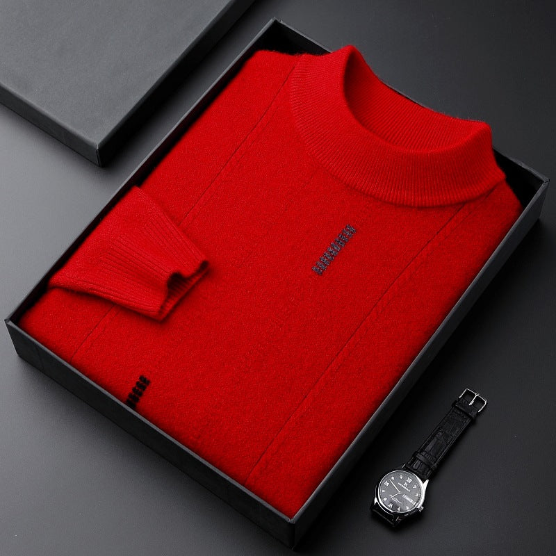 Men's Wool Half Turtleneck Stretch Thermal Sweater
