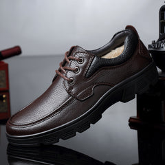 Men's Fleece Warm Leather Shoes