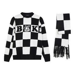 Men's Checkered Alphabet Crew Neck Sweater